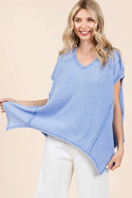 Mittoshop Mineral Wash Waffle Knit Pointed Hem Oversized Top - Image 3