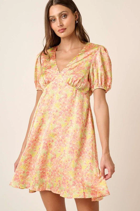 Mittoshop Printed V-Neck Puff Sleeve Mini Dress - Image 2