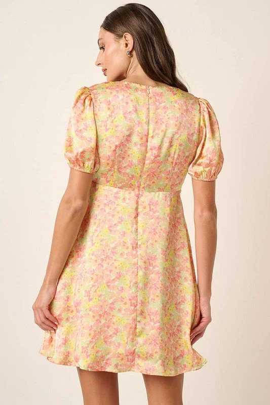 Mittoshop Printed V-Neck Puff Sleeve Mini Dress - Image 3