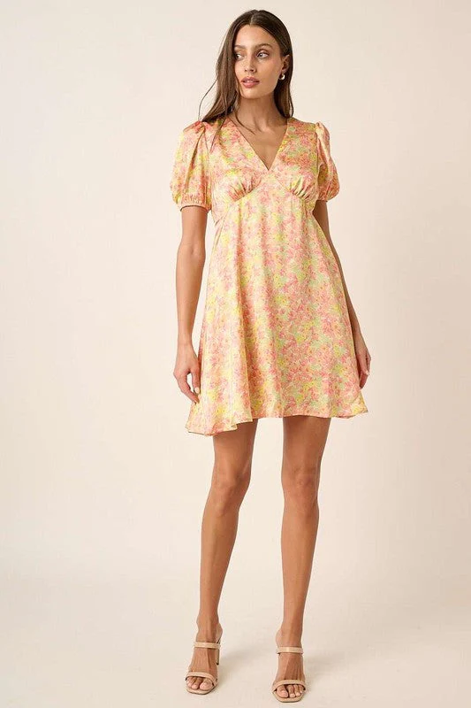 Mittoshop Printed V-Neck Puff Sleeve Mini Dress - Image 5