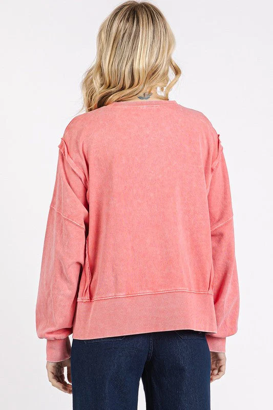 Mittoshop Side Slit Exposed Seam Round Neck Sweatshirt - Image 2