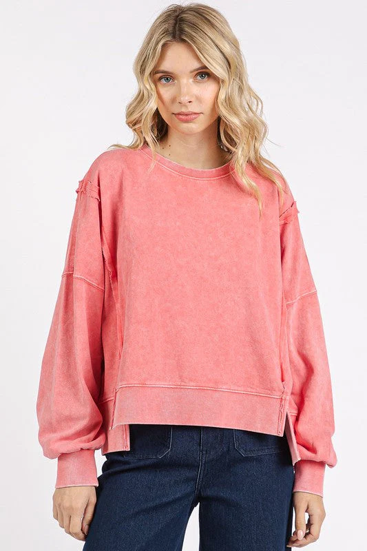Mittoshop Side Slit Exposed Seam Round Neck Sweatshirt - Image 3