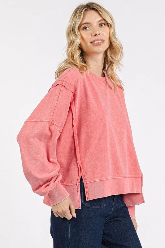 Mittoshop Side Slit Exposed Seam Round Neck Sweatshirt - Image 4