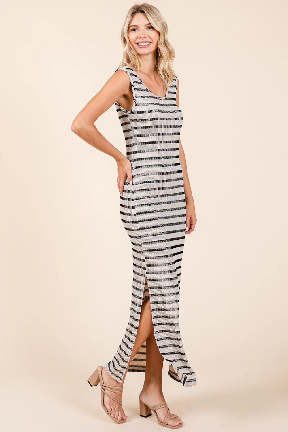 Mittoshop Striped Scoop Neck Sleeveless Maxi Dress - Image 4