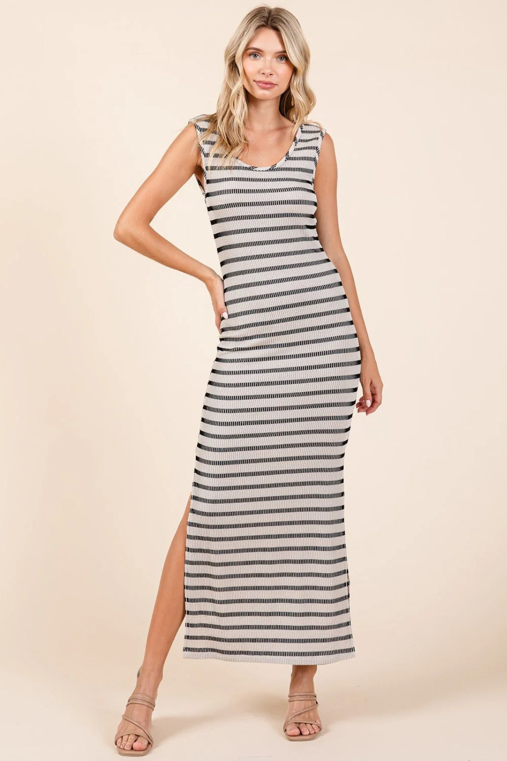 Mittoshop Striped Scoop Neck Sleeveless Maxi Dress - Image 5