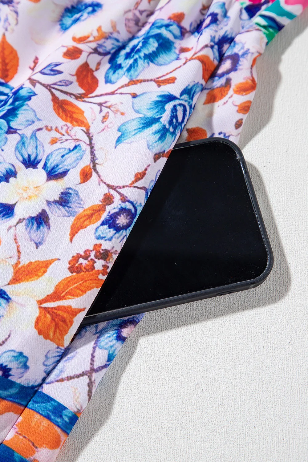 Mixed Floral Print Tie Neck Short Sleeve Dress - Image 11