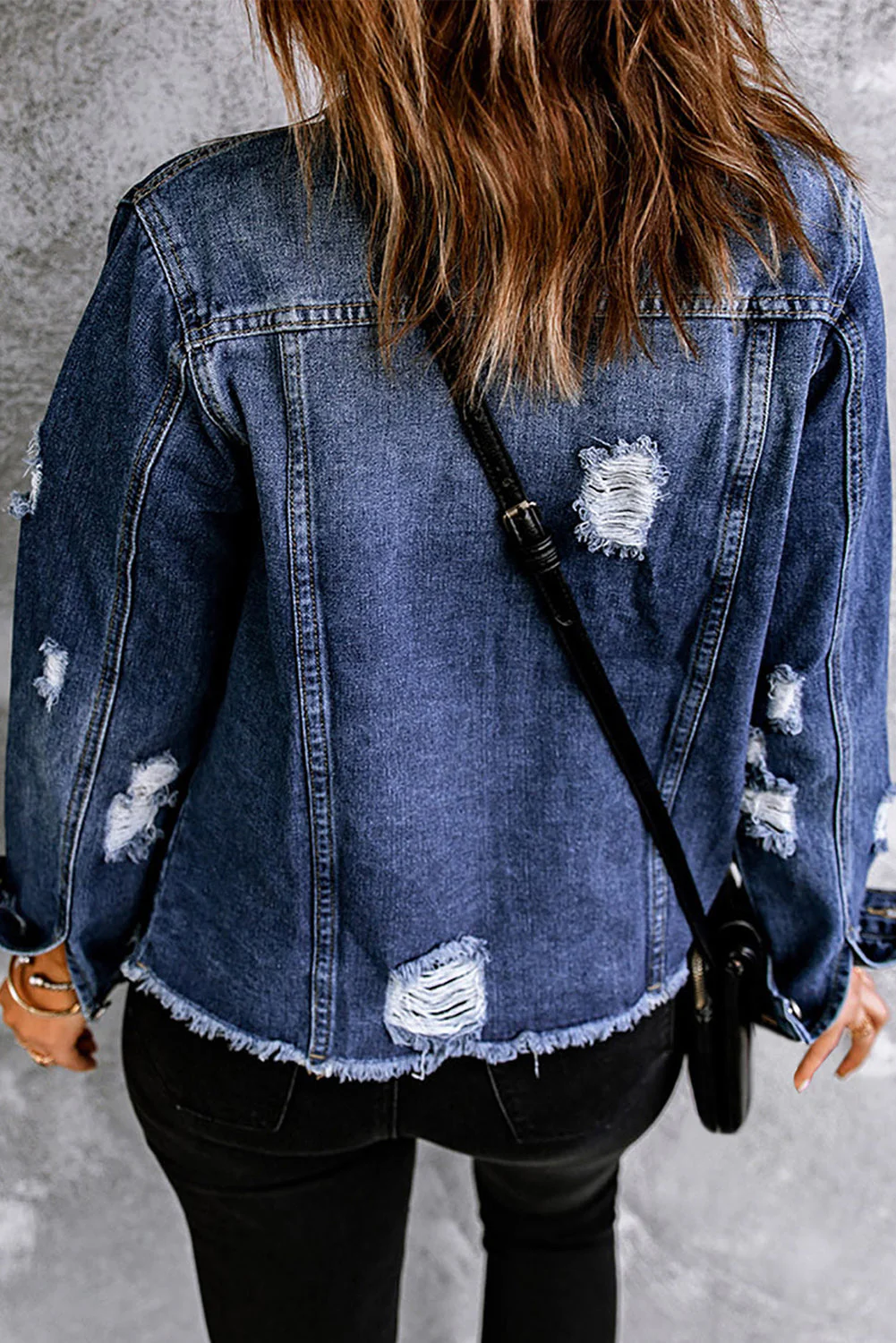 Mixed Print Distressed Button Front Denim Jacket - Image 2