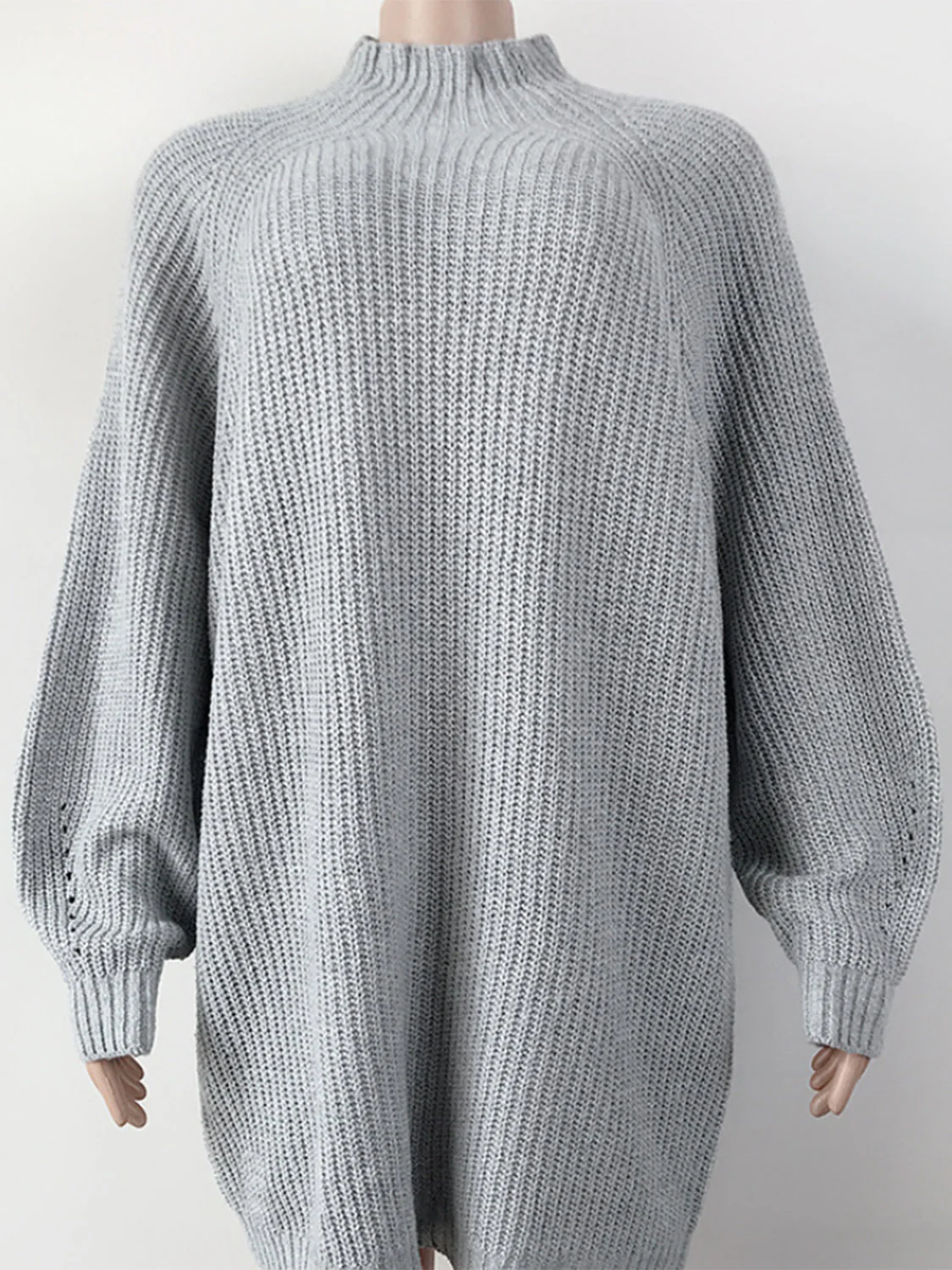 Mock Neck Dropped Shoulder Sweater Dress - Image 11