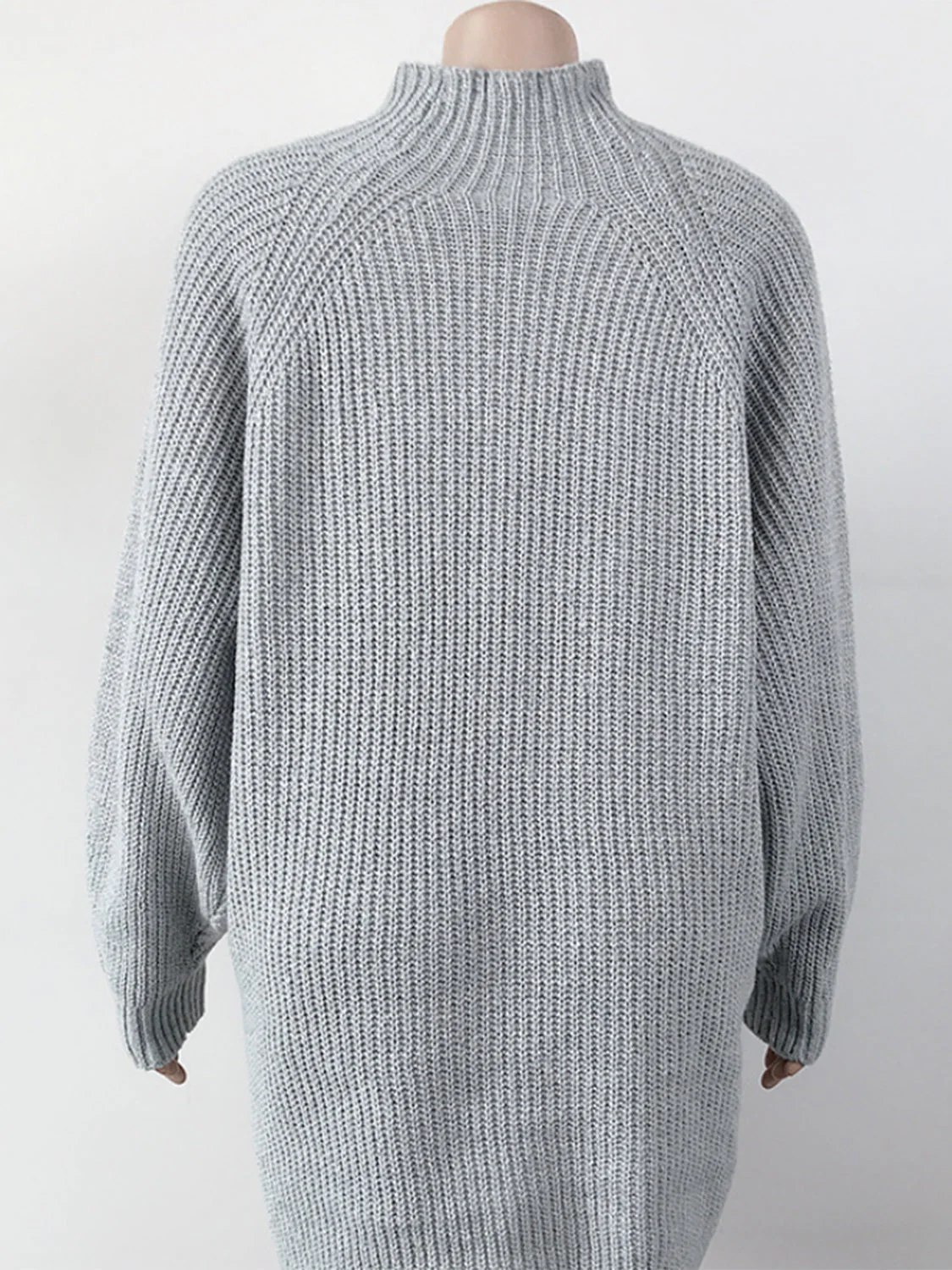 Mock Neck Dropped Shoulder Sweater Dress - Image 12