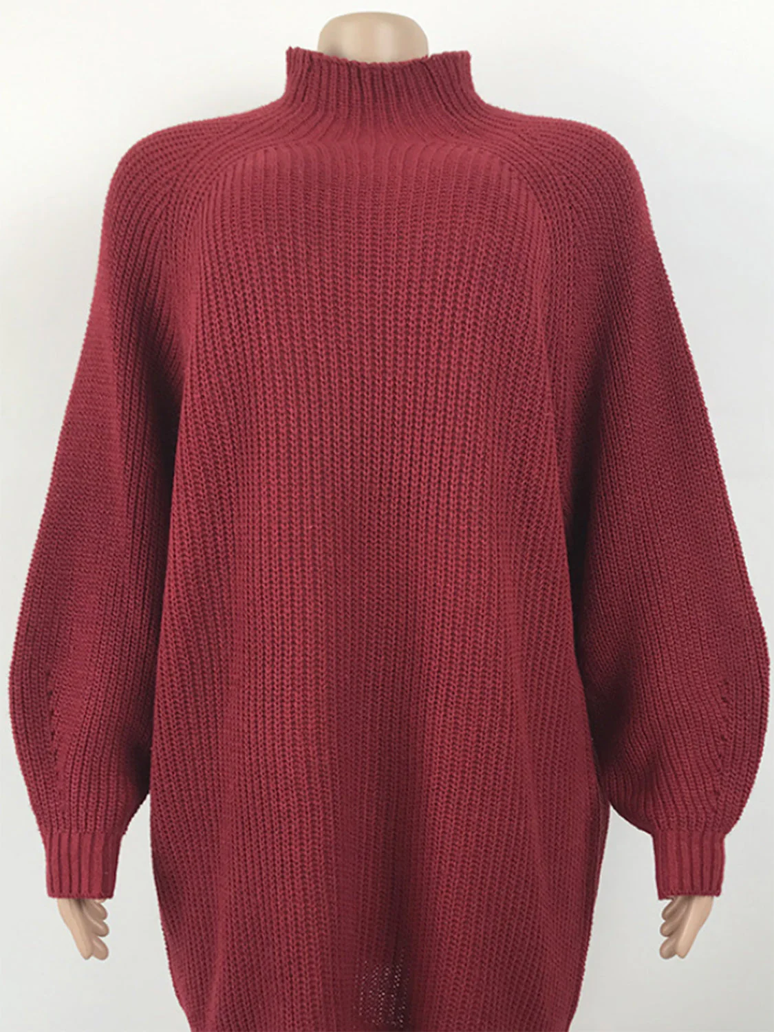 Mock Neck Dropped Shoulder Sweater Dress - Image 5