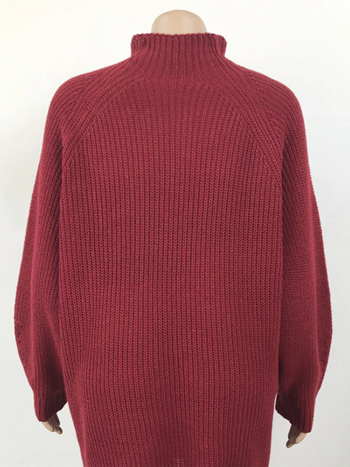 Mock Neck Dropped Shoulder Sweater Dress - Image 6