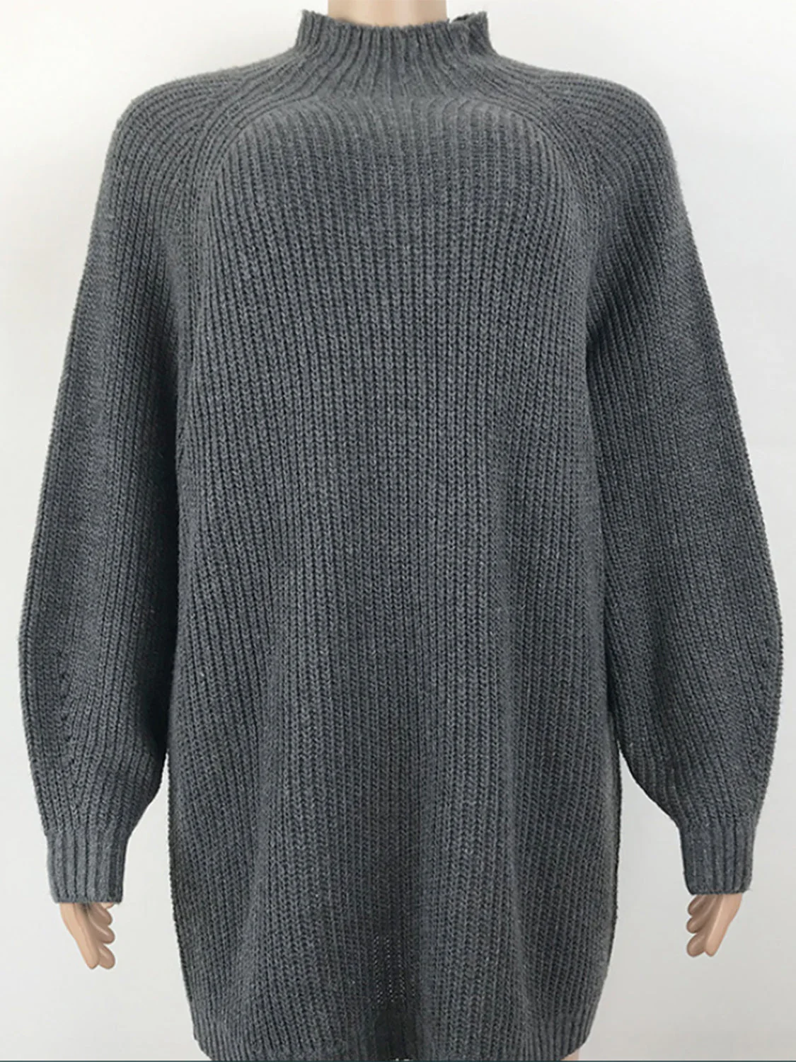 Mock Neck Dropped Shoulder Sweater Dress - Image 8