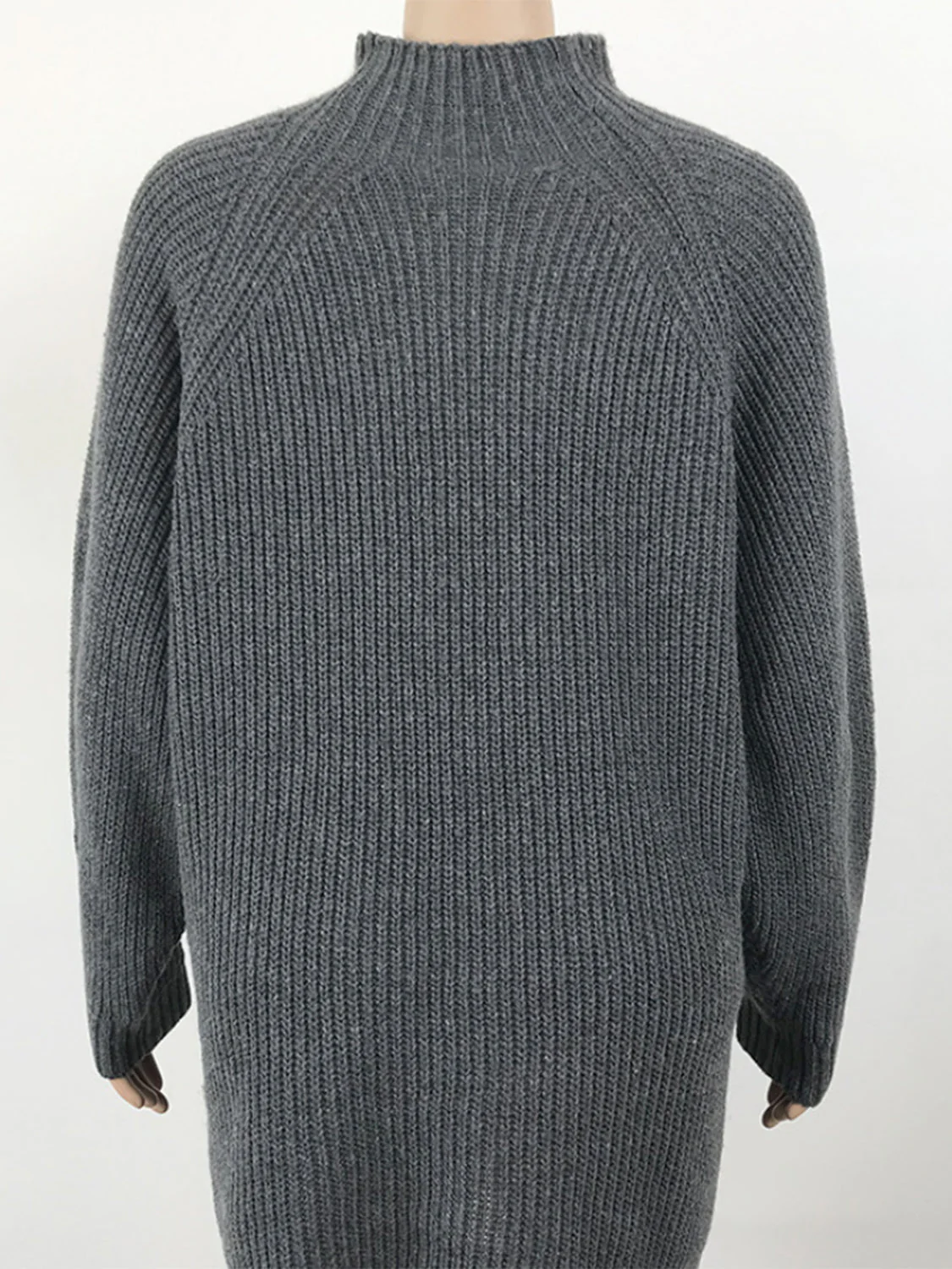 Mock Neck Dropped Shoulder Sweater Dress - Image 9