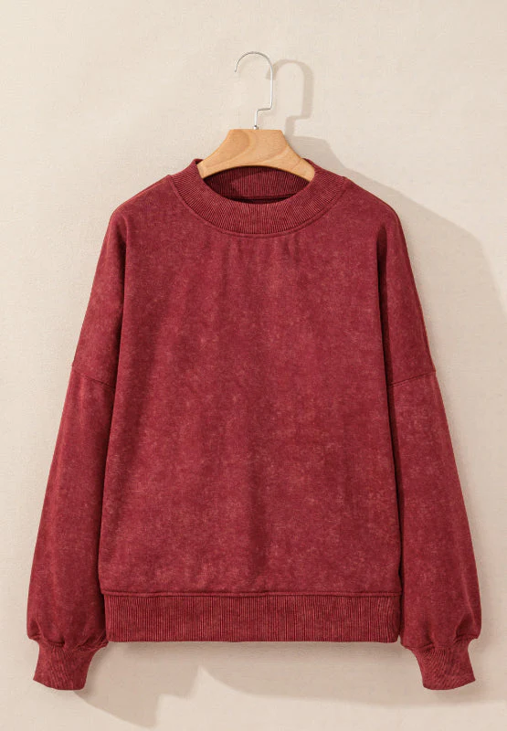 Mock Neck Dropped Shoulder Sweatshirt - Image 10