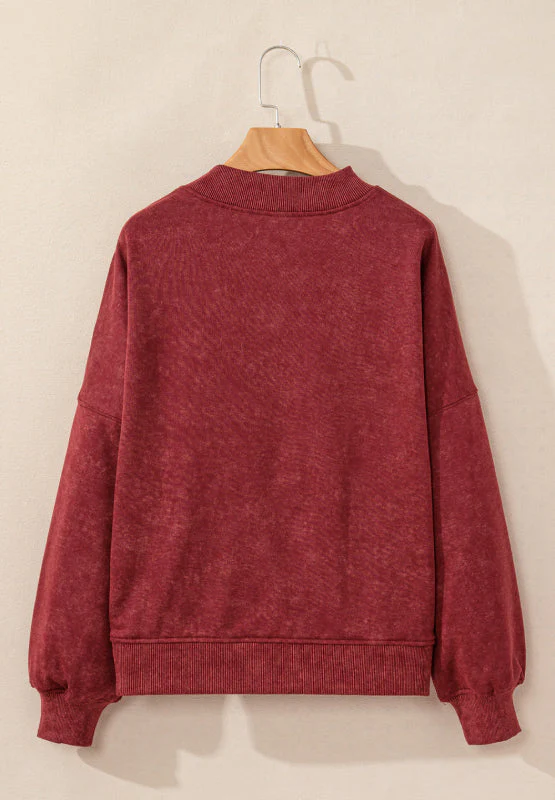 Mock Neck Dropped Shoulder Sweatshirt - Image 11