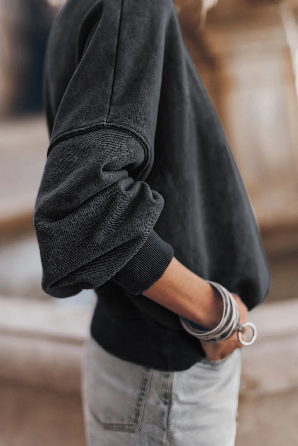 Mock Neck Dropped Shoulder Sweatshirt - Image 15