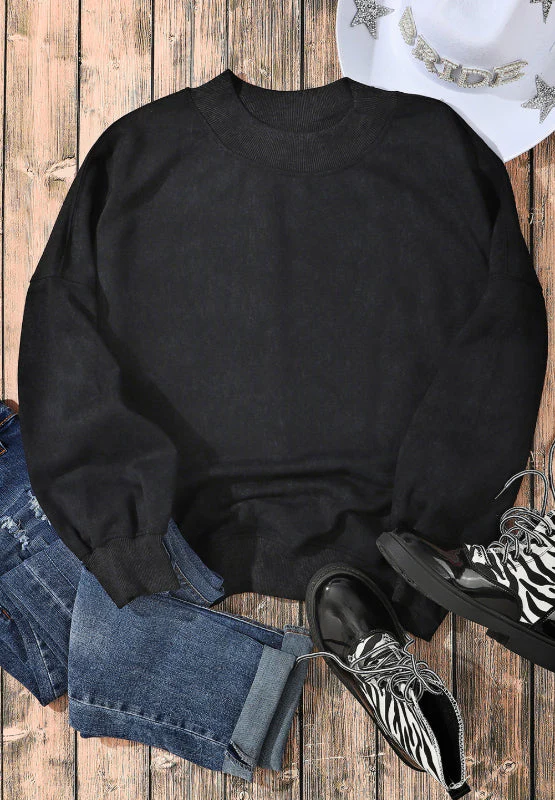 Mock Neck Dropped Shoulder Sweatshirt - Image 16