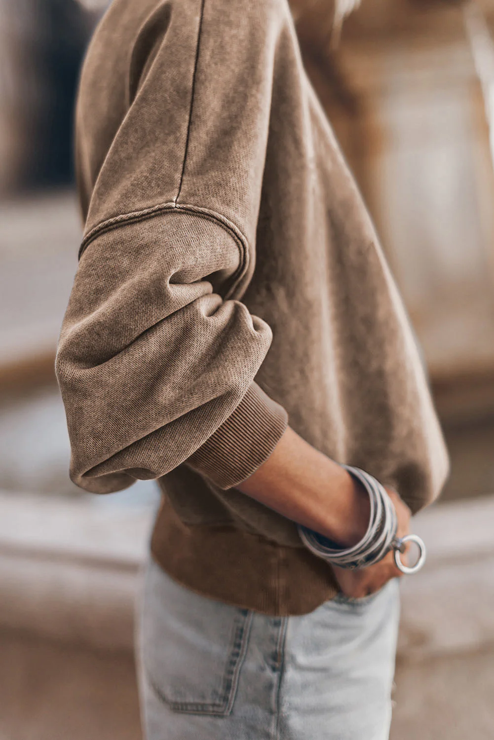 Mock Neck Dropped Shoulder Sweatshirt - Image 25