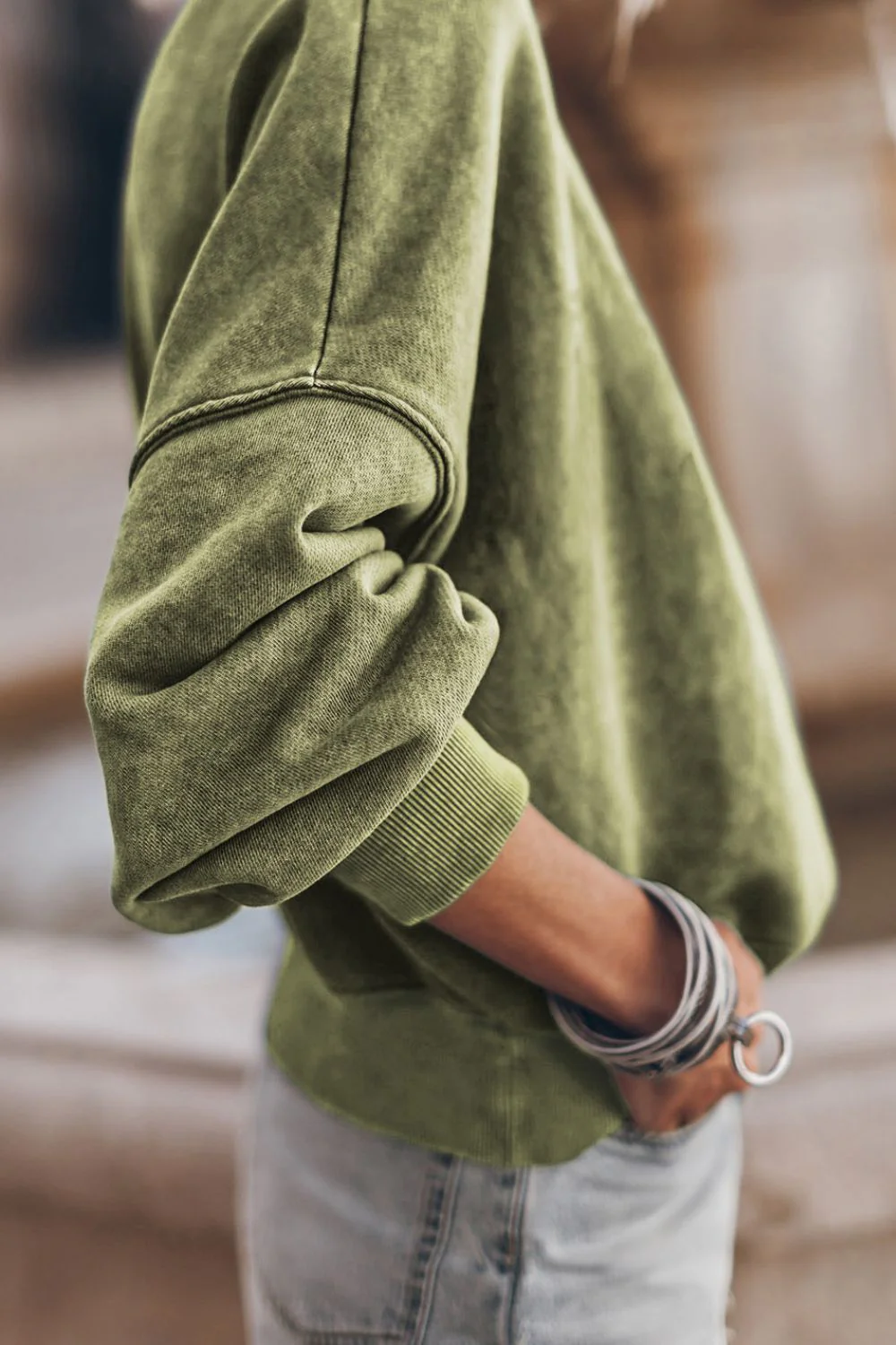 Mock Neck Dropped Shoulder Sweatshirt - Image 3
