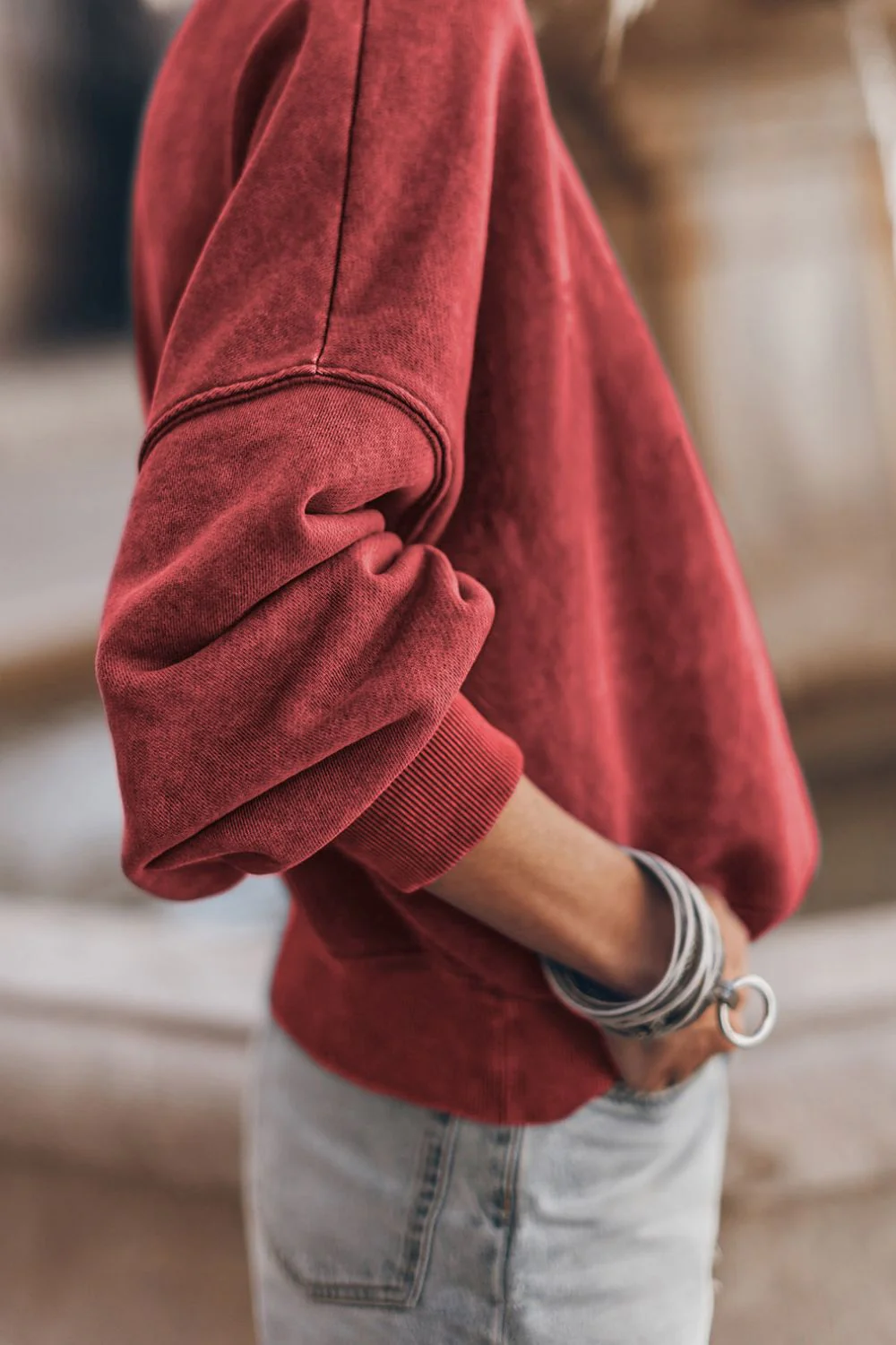 Mock Neck Dropped Shoulder Sweatshirt - Image 9