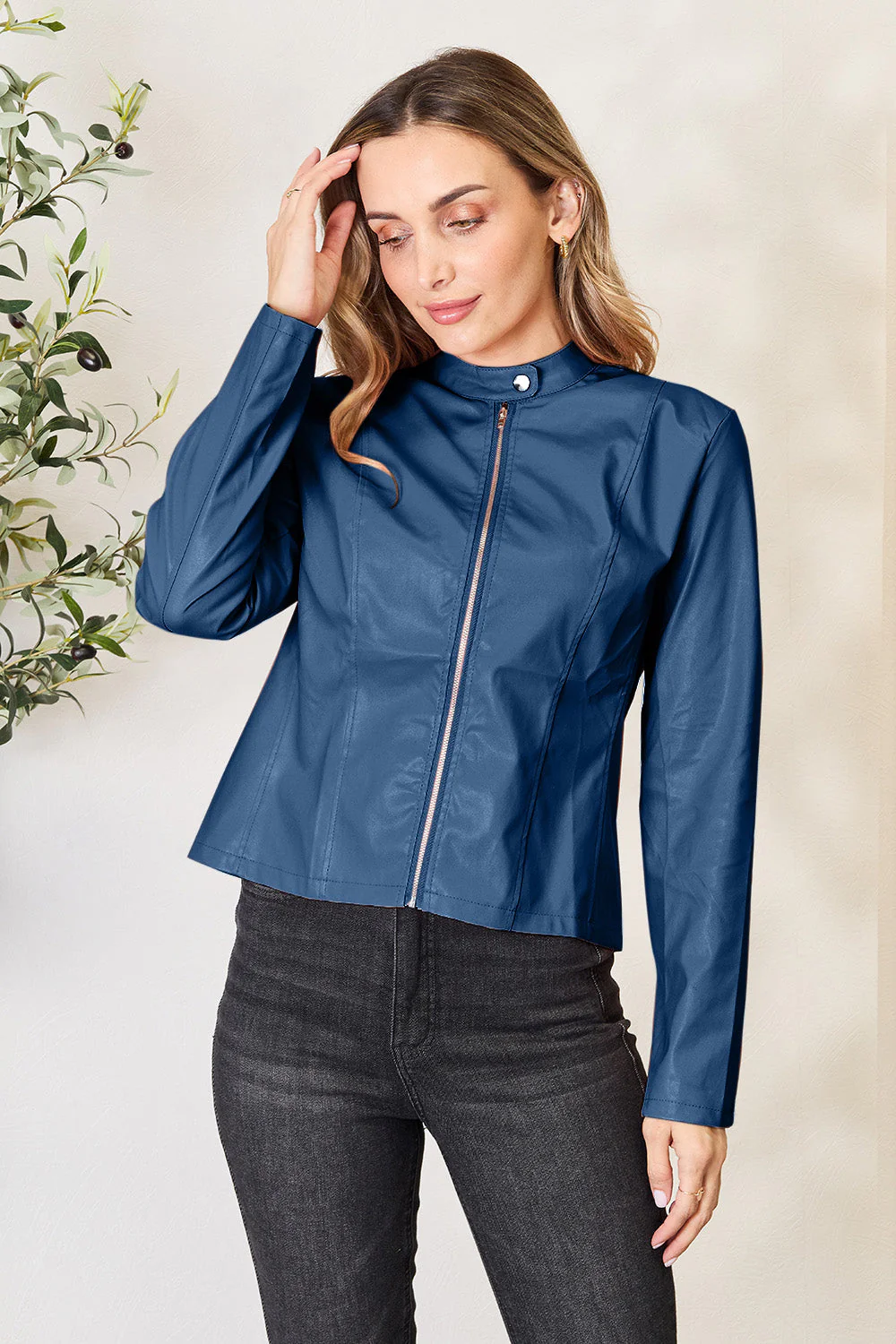 Mock Neck Zip Up Jacket - Image 10
