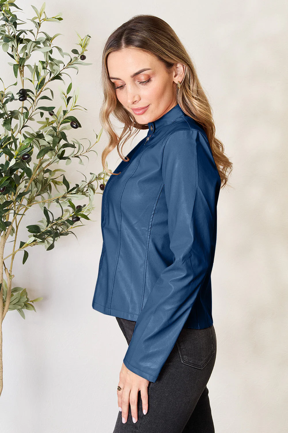 Mock Neck Zip Up Jacket - Image 11