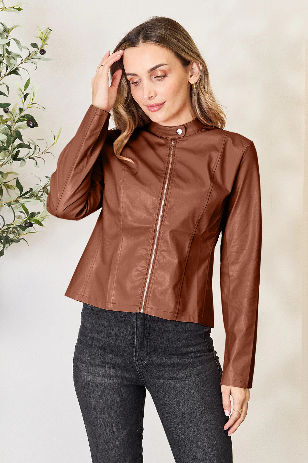 Mock Neck Zip Up Jacket - Image 13