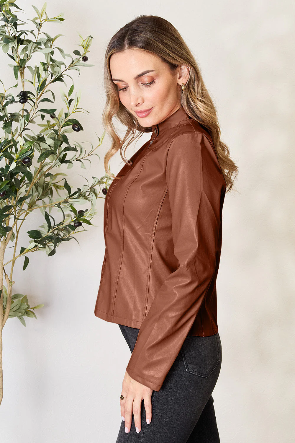 Mock Neck Zip Up Jacket - Image 14