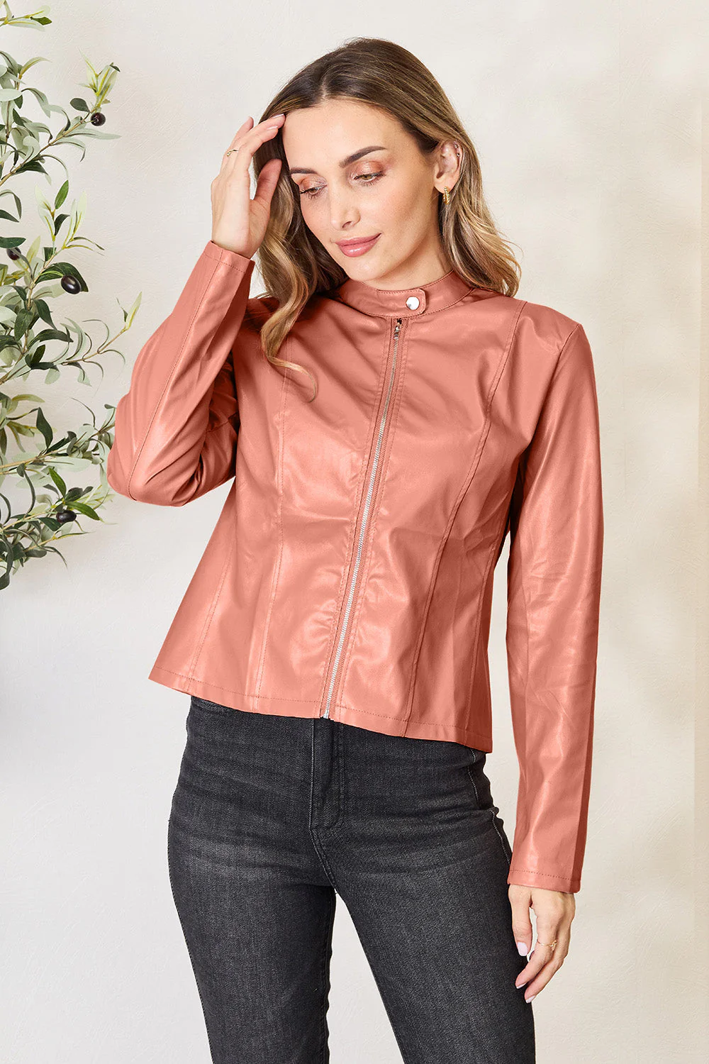 Mock Neck Zip Up Jacket - Image 16