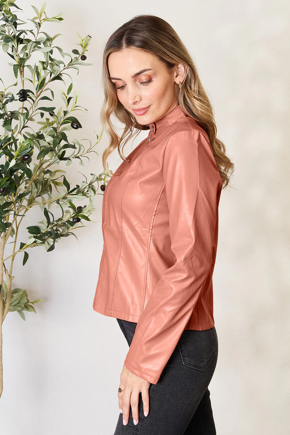 Mock Neck Zip Up Jacket - Image 17