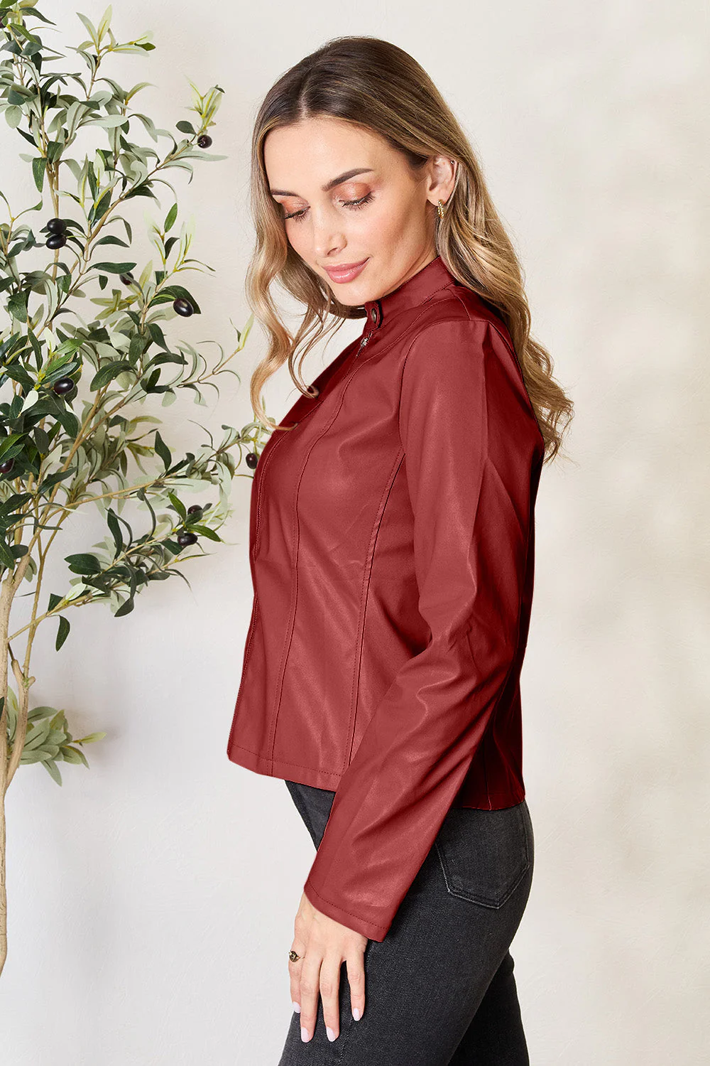 Mock Neck Zip Up Jacket - Image 23