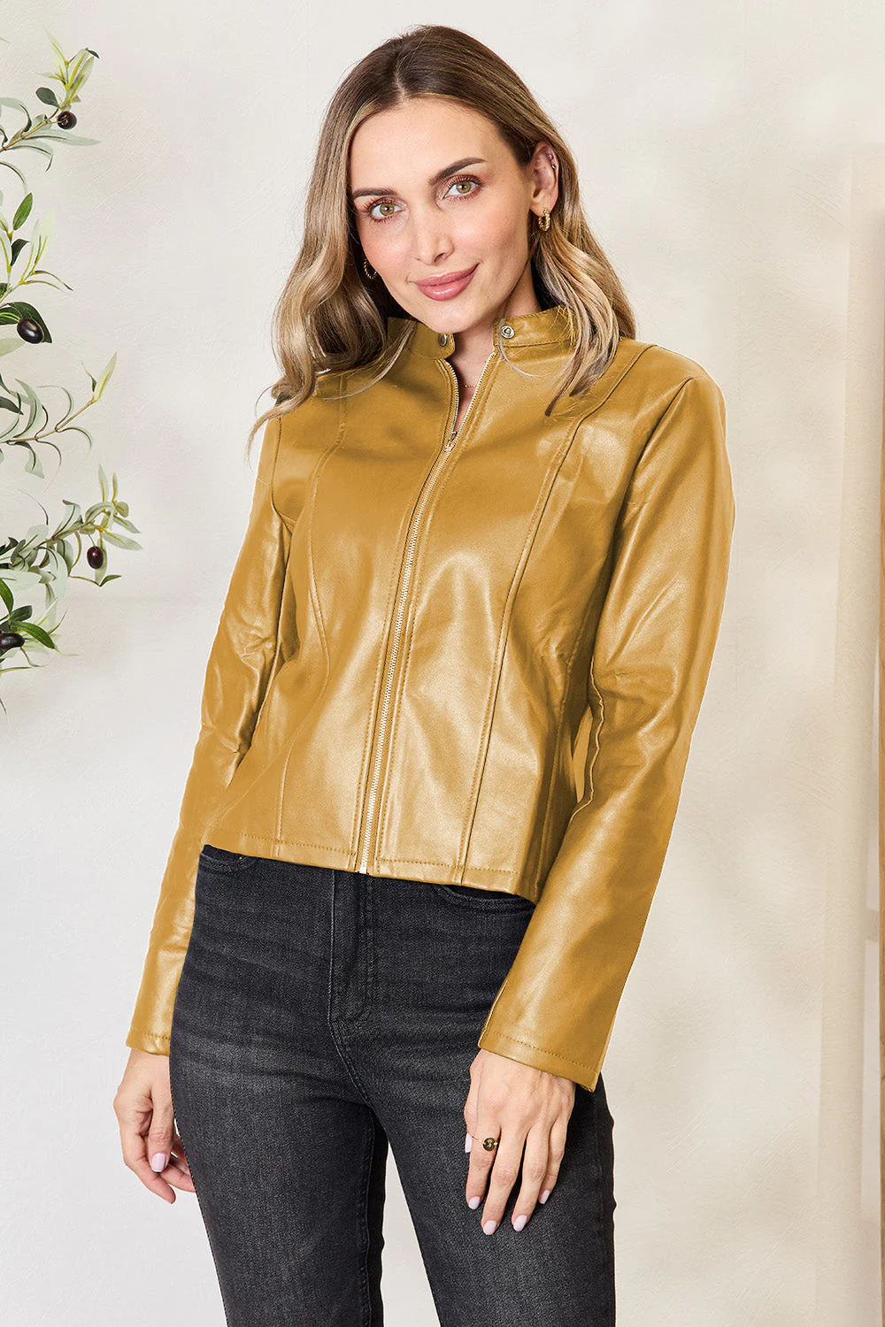 Mock Neck Zip Up Jacket - Image 25