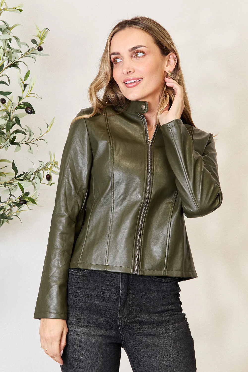 Mock Neck Zip Up Jacket - Image 28