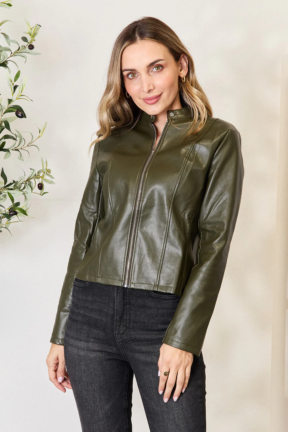 Mock Neck Zip Up Jacket - Image 29