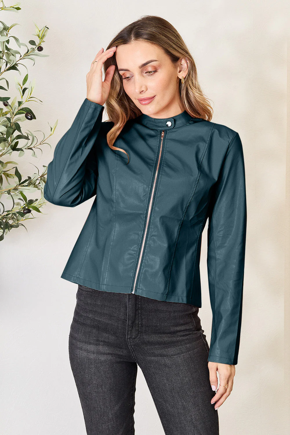 Mock Neck Zip Up Jacket - Image 31