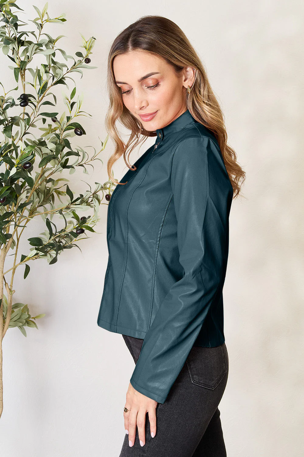 Mock Neck Zip Up Jacket - Image 32