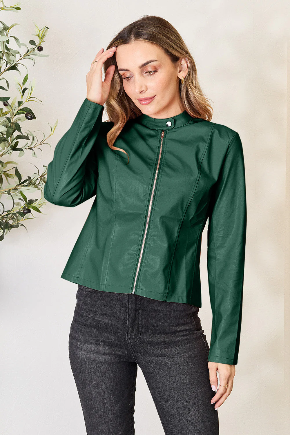 Mock Neck Zip Up Jacket - Image 4