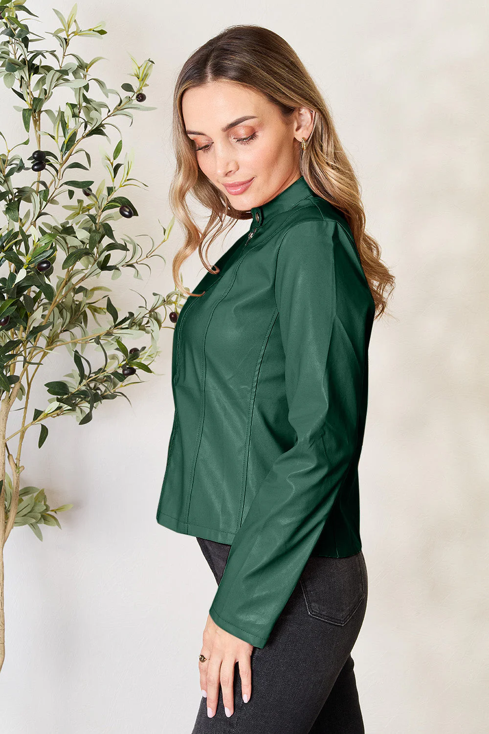 Mock Neck Zip Up Jacket - Image 5