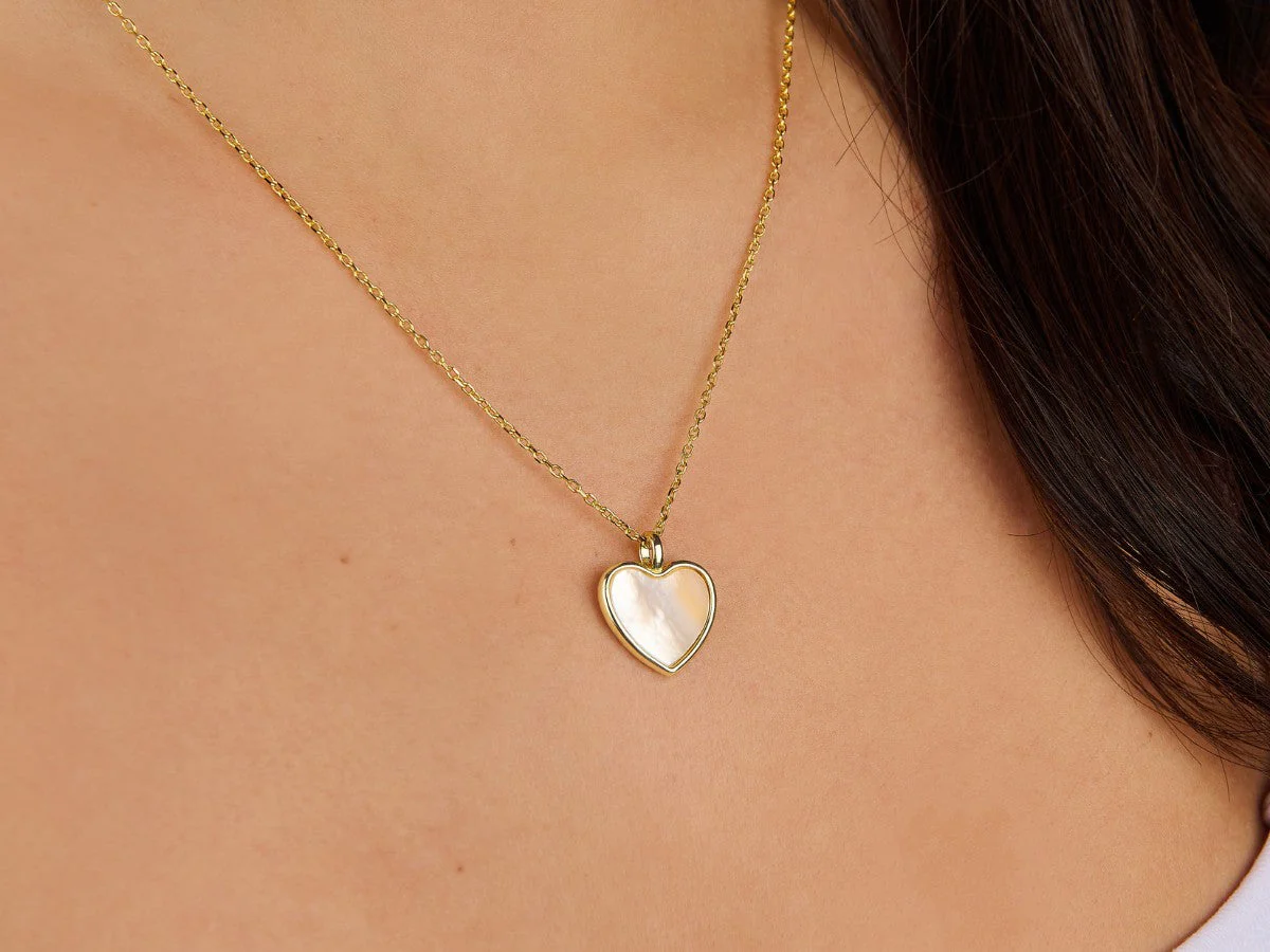 MOP Heart Necklace Charm by Little Sky Stone - Image 2