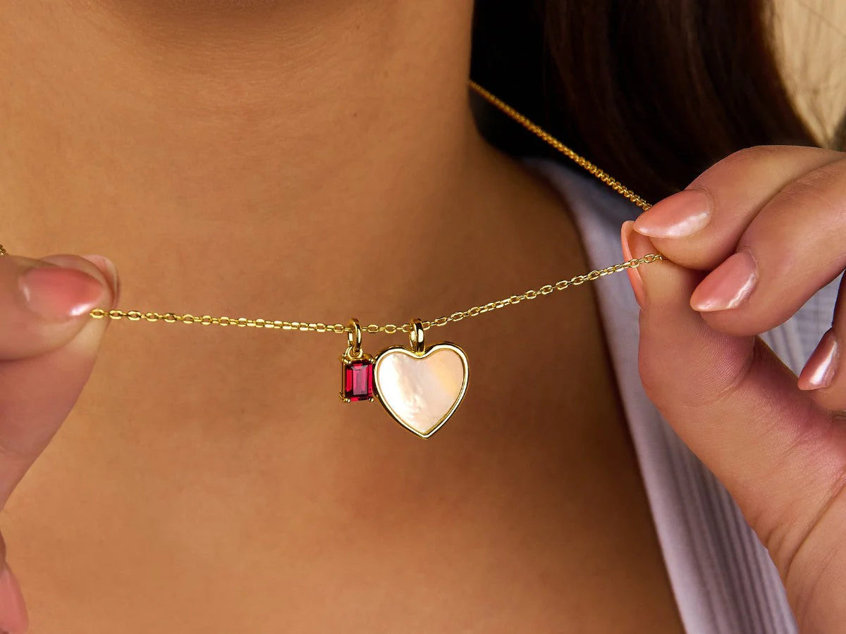 MOP Heart Necklace Charm by Little Sky Stone - Image 3