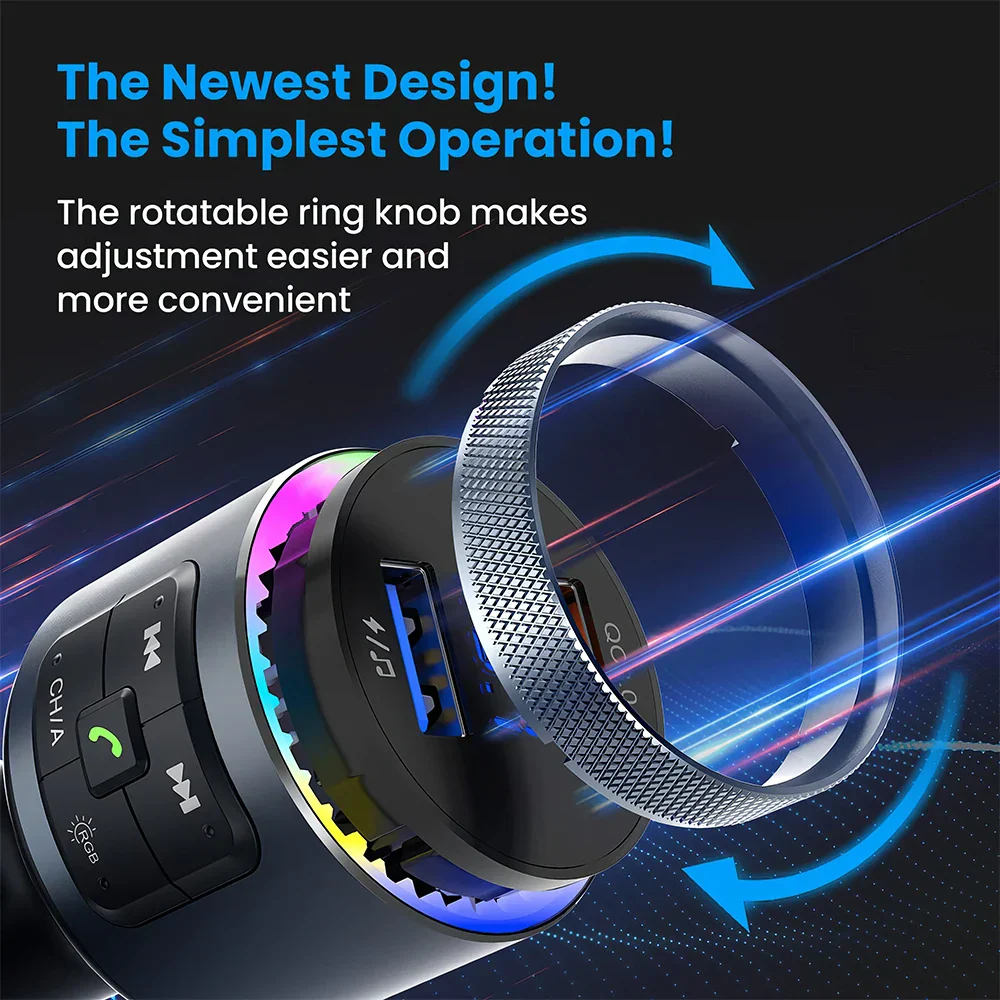 Mpow Bluetooth FM Transmitter for Car Adapter Bluetooth Wireless Radio MP3 Player with QC3.0 Quick Charge Handsfree Callling - Image 6