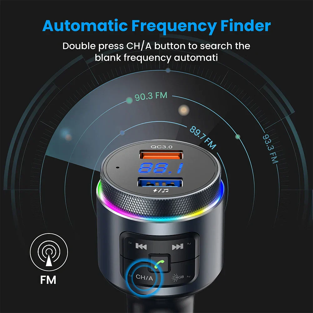 Mpow Bluetooth FM Transmitter for Car Adapter Bluetooth Wireless Radio MP3 Player with QC3.0 Quick Charge Handsfree Callling - Image 8