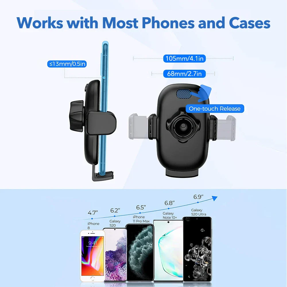 Mpow CA158 Universal Car Phone Mount Windshield Dashboard Car Phone Holder with Long Gooseneck for iPhone 14 15 Plus Max Samsung - Image 2