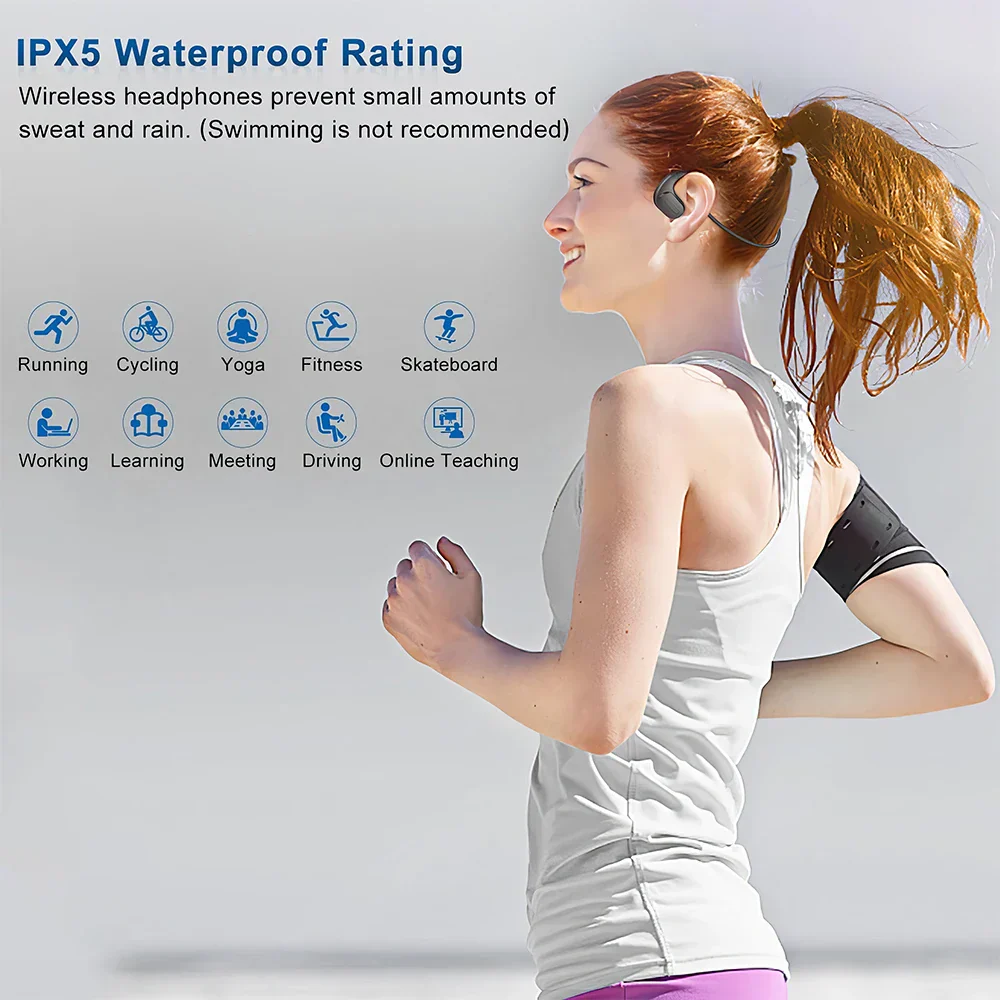 Mpow G9 Bluetooth 5.3 Open Ear Headphones with Removable Microphone Noise Cancelling Air Conduction Headset with 12H Playtime - Image 4