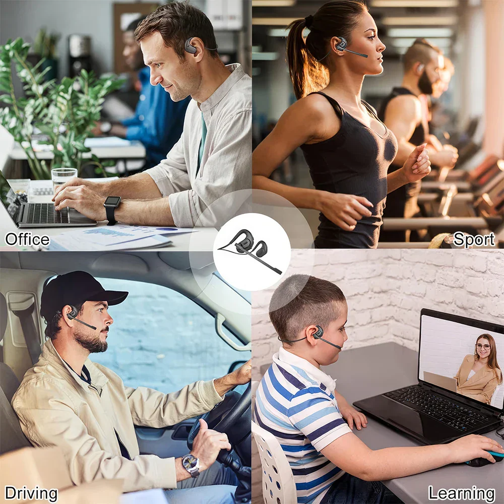 Mpow G9 Bluetooth 5.3 Open Ear Headphones with Removable Microphone Noise Cancelling Air Conduction Headset with 12H Playtime - Image 6