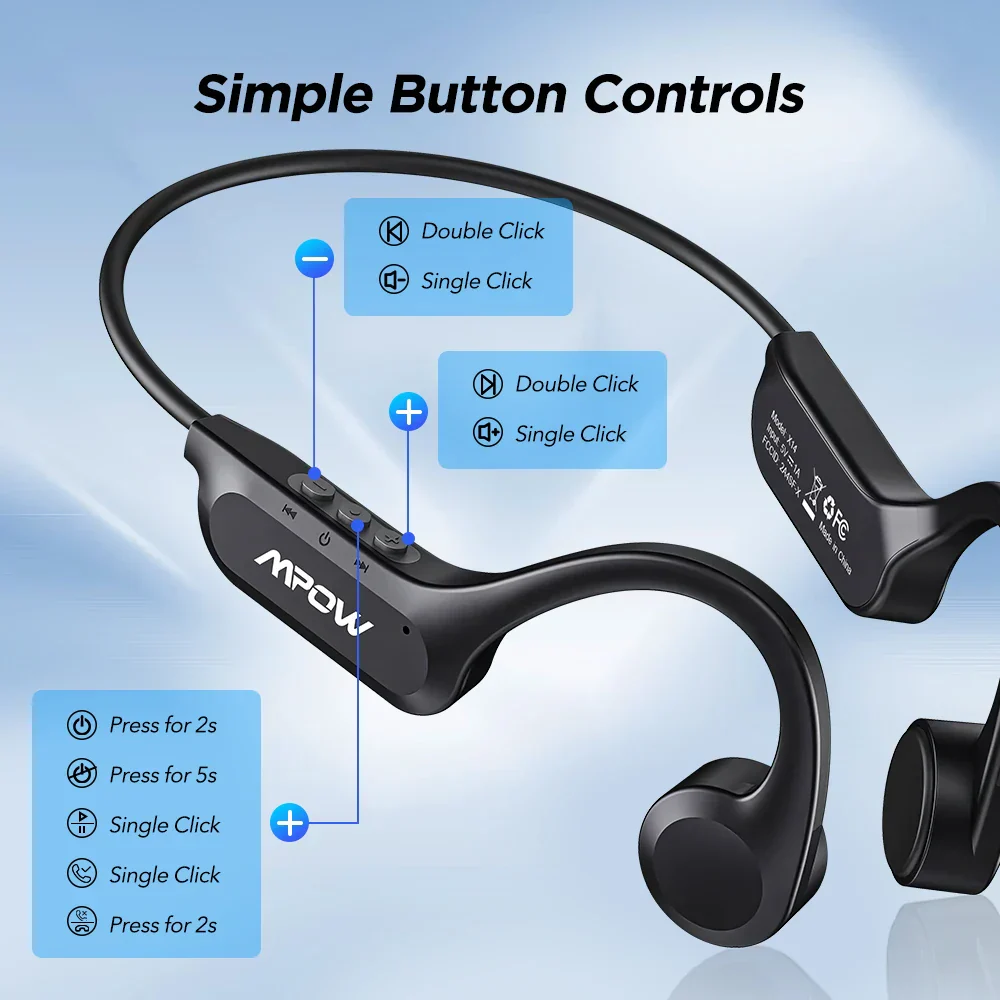 Mpow X14 Bone Conduction Sport Headphones Bluetooth 5.3 Wireless Earphone Handsfree IPX6 Waterproof TWS Headset with Mic for Gym - Image 4