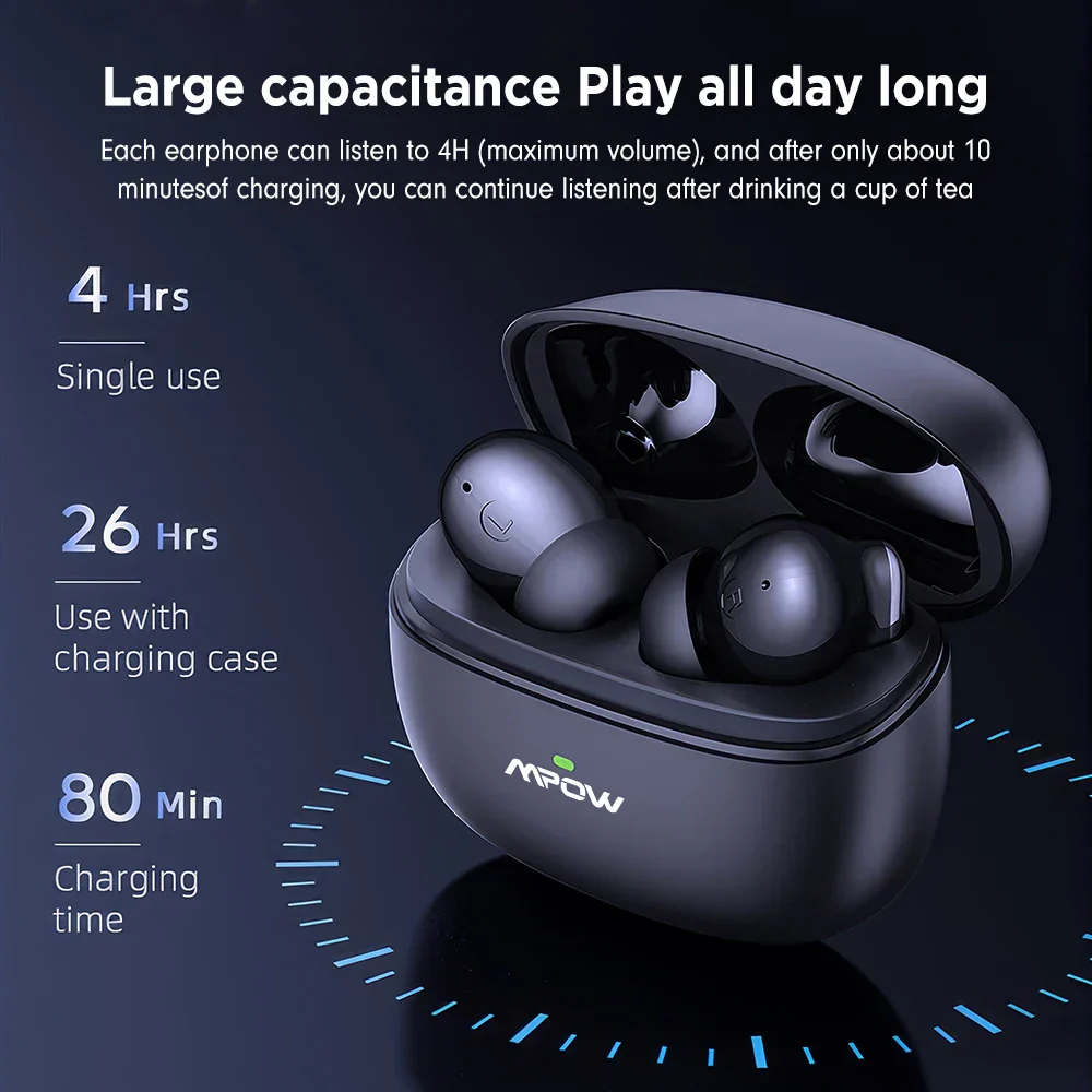 Mpow XY-17 ANC Active Noise Reduction Earphones Bluetooth 5.3 In-ear Sports Headphones with Dual Mic 24H Immersive Music Headset - Image 4