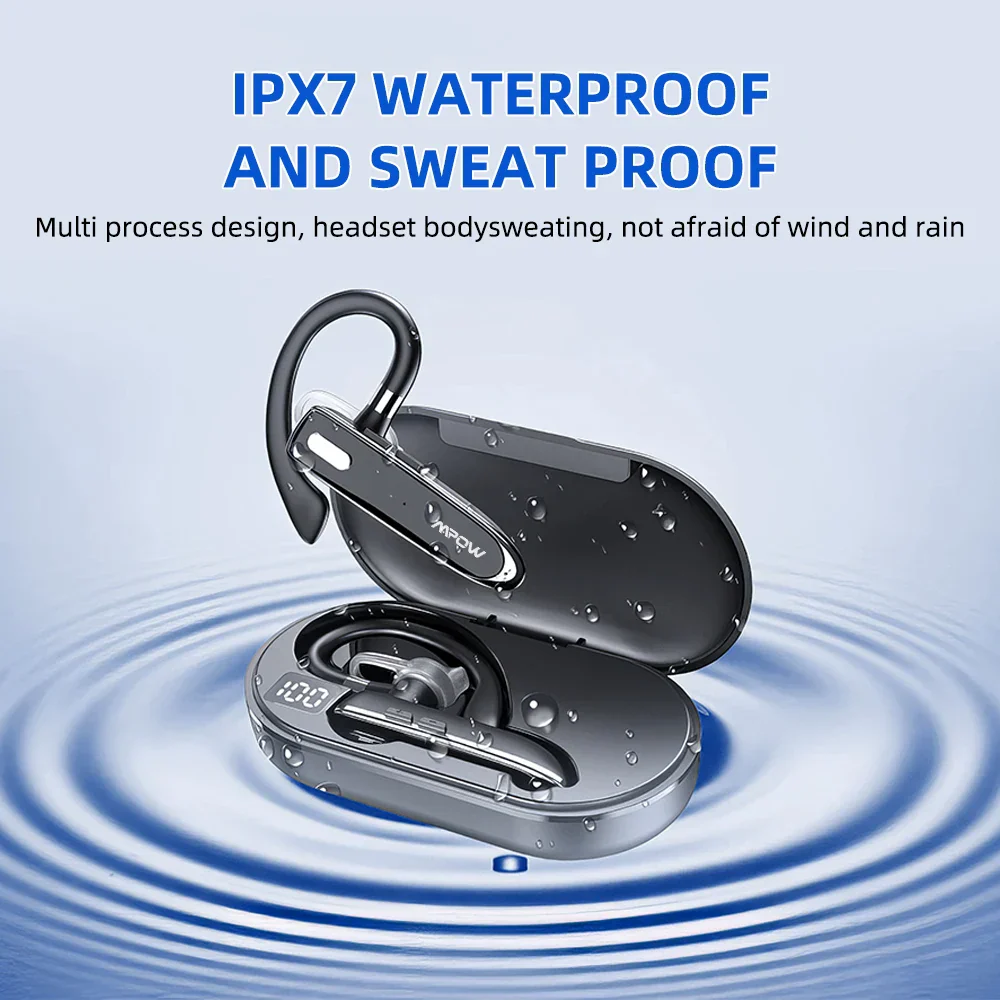 Mpow YYK530 Bluetooth Business Earpiece V5.3 Noise Cancellation Wireless Trucker Handsfree Earphone In Ear 12H Talk Time Headset - Image 7