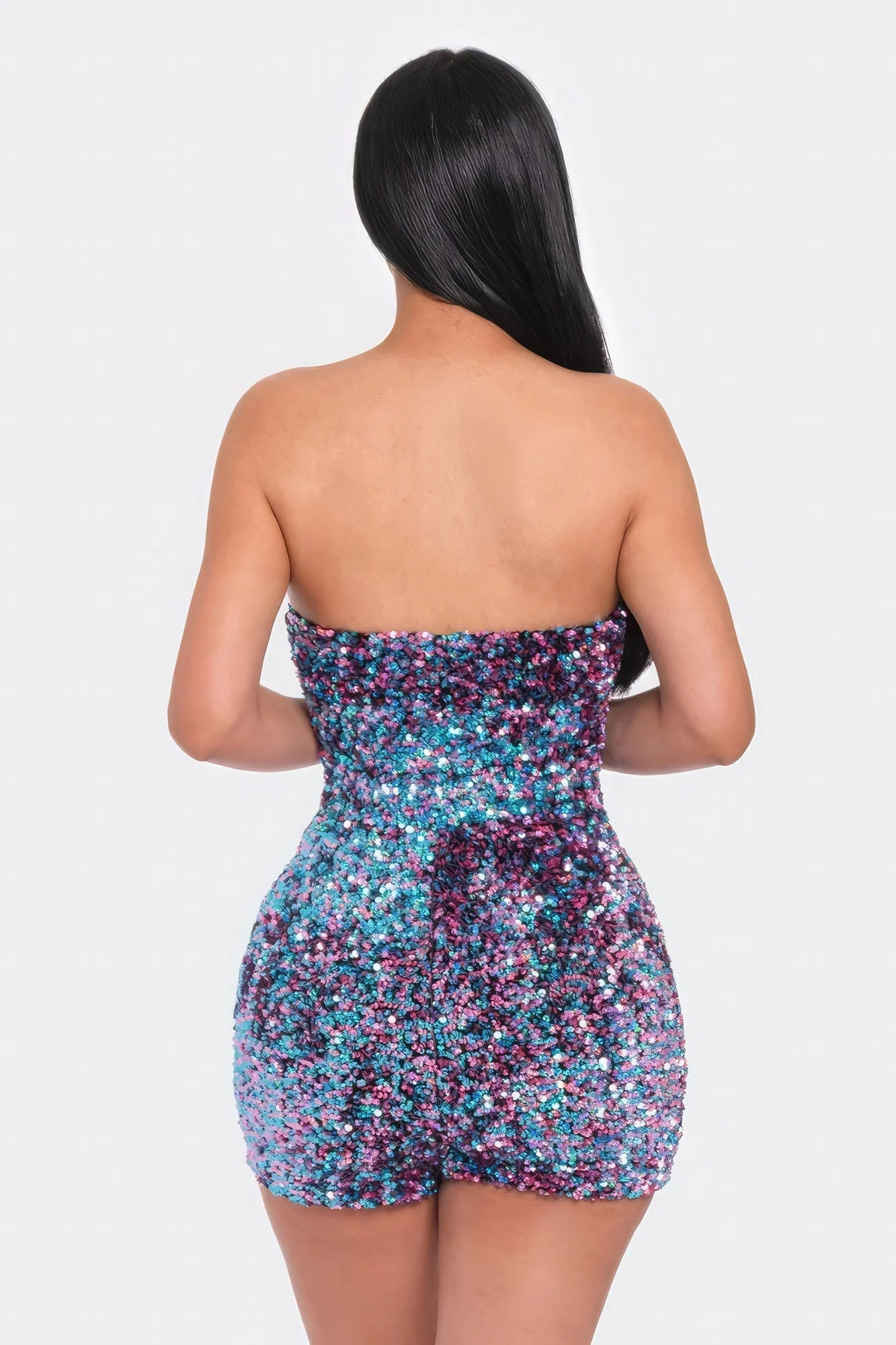 Multi Sequins Tube Top Romper - Image 3