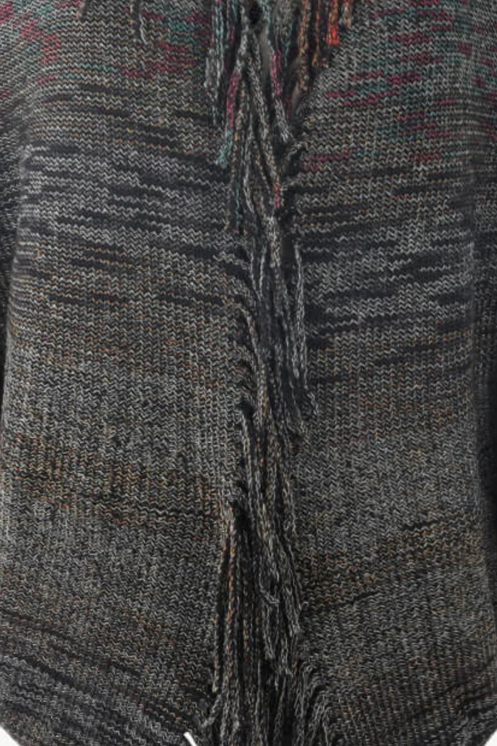 Multicolored Fringe Trim Poncho - Image 15